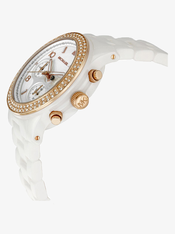 Каталог Ceramic Runway Gold-White-Tone Watch от магазина Michael Kors