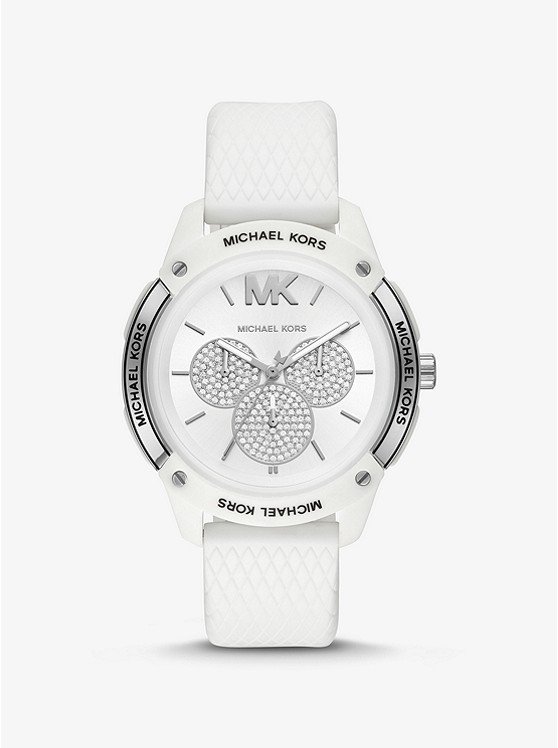 Каталог Ryder Embossed Silicone and Silver-Tone Watch от магазина Michael Kors