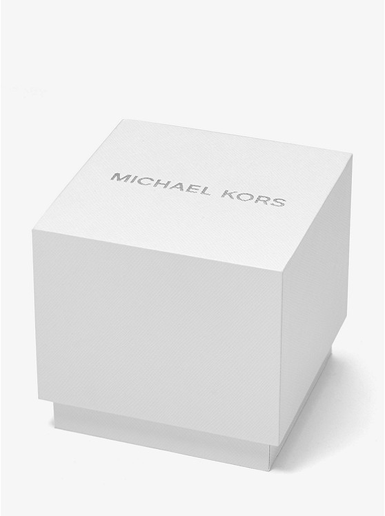Каталог Oversized Greer Silver-Tone and Perforated Silicone Watch от магазина Michael Kors