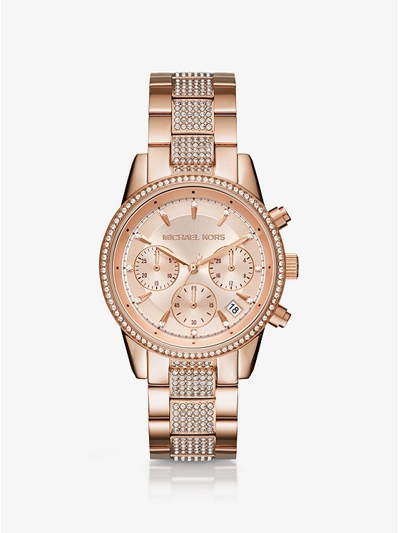 Каталог Ritz Pavé Rose Gold-Tone Watch от магазина Michael Kors
