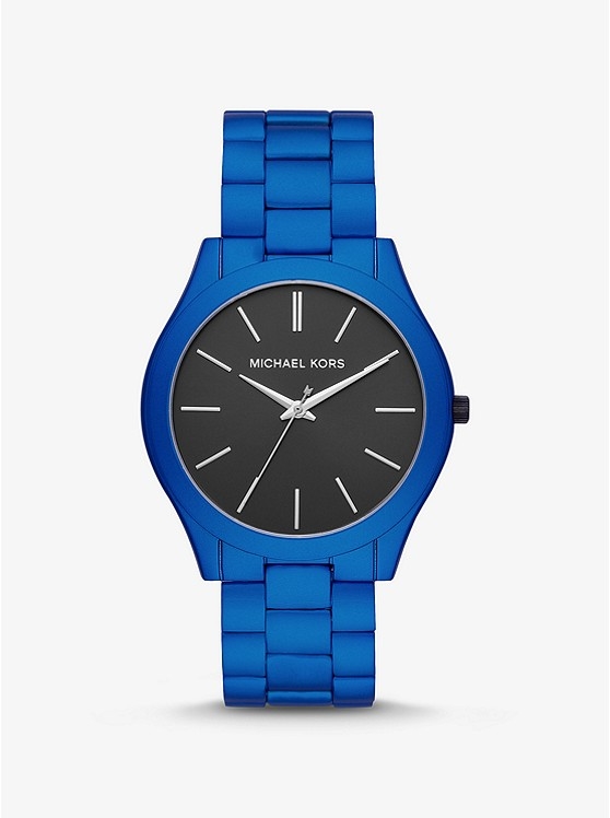 Каталог Oversized Slim Runway Blue-Tone Aluminum Watch от магазина Michael Kors