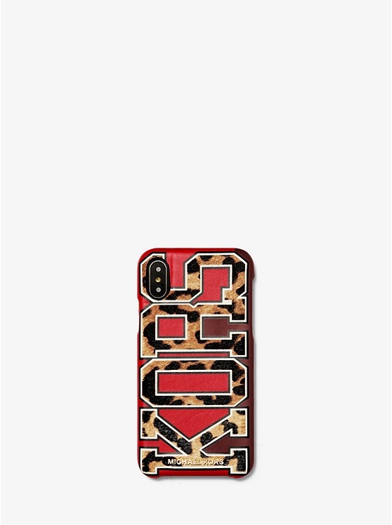 Каталог Leopard кожаный чехол для телефона с логотипом для iphone x / xs от магазина Michael Kors