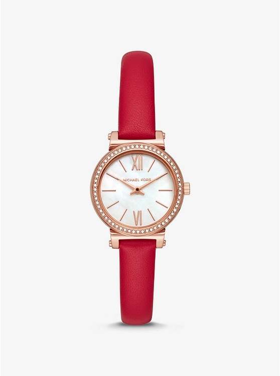 Каталог Petite Sofie Leather and Rose Gold-Tone Watch от магазина Michael Kors