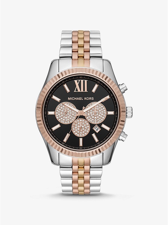 Каталог Oversized Lexington Tri-Tone Watch от магазина Michael Kors
