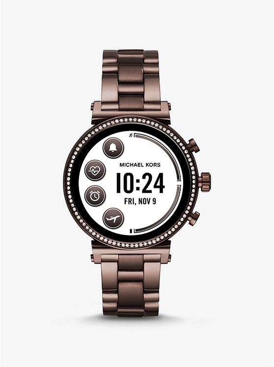 Каталог Sofie Heart Rate Pavé Sable-Tone Smartwatch от магазина Michael Kors