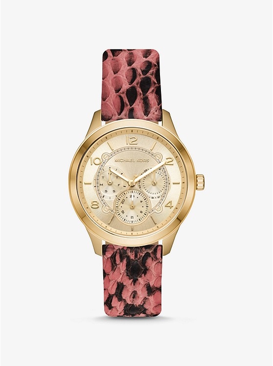 Каталог Runway Snake-Embossed Leather Watch Strap от магазина Michael Kors