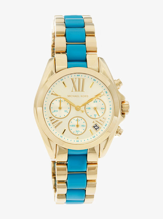 Каталог Bradshaw Mini Gold-Blue-Tone Watch от магазина Michael Kors