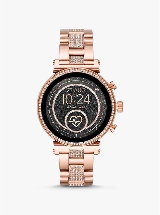 Каталог Sofie Heart Rate Pavé Rose Gold-Tone Smartwatch от магазина Michael Kors