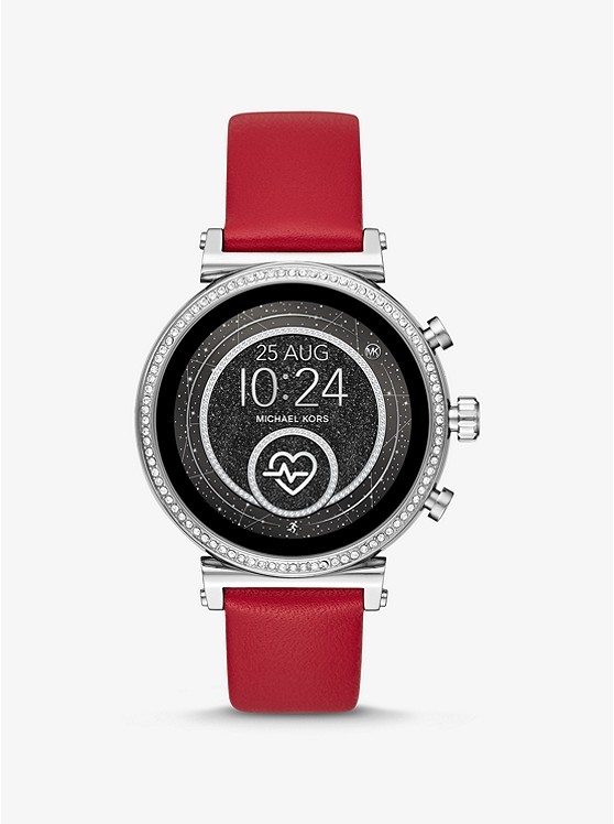 Каталог Sofie Heart Rate Leather Smartwatch Strap от магазина Michael Kors