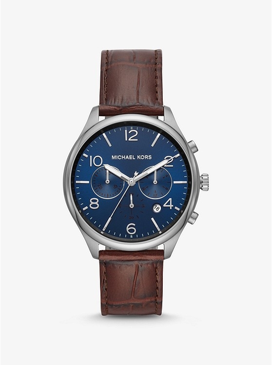 Каталог Merrick Crocodile-Embossed Leather Watch от магазина Michael Kors