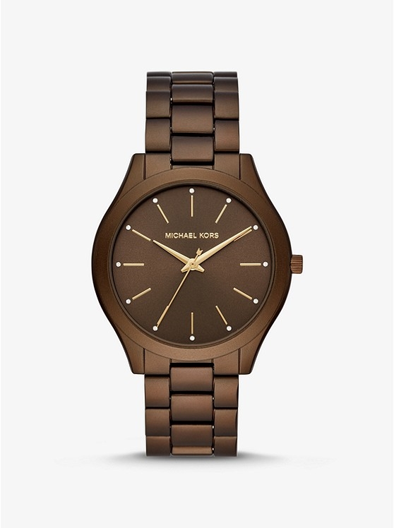 Каталог Slim Runway Brown-Tone Aluminum Watch от магазина Michael Kors