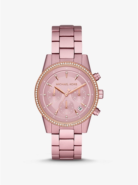 Каталог Ritz Pavé Pink-Tone Aluminum Watch от магазина Michael Kors