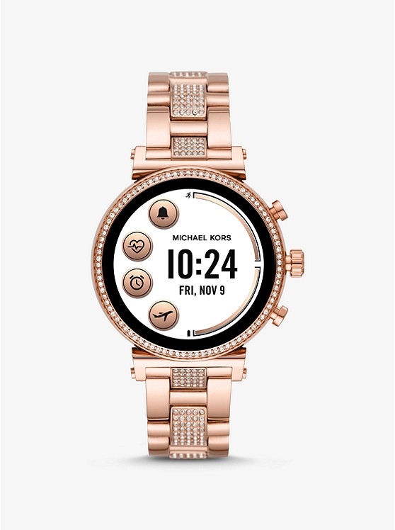 Каталог Sofie Heart Rate Pavé Rose Gold-Tone Smartwatch от магазина Michael Kors